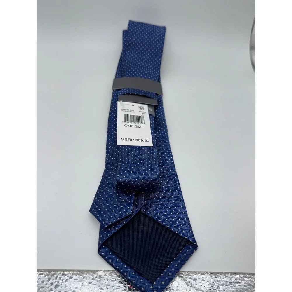 NWT Michael Kors Blue‎ Geometric Neat Silk Blend Neck Tie One Size MSRP $69.50
